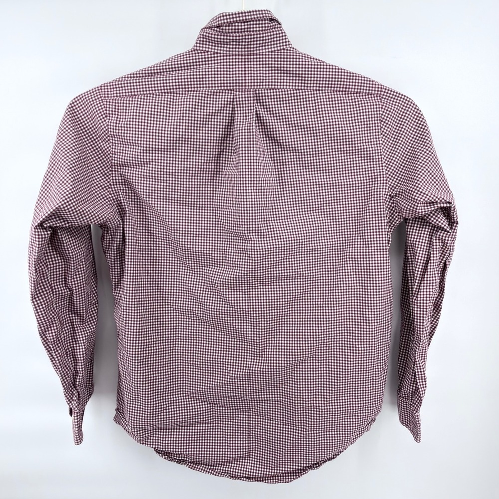 Polo Ralph Lauren Shirt Mens Large L Burgundy Gingham Check Cotton Button Down - Picture 2 of 4